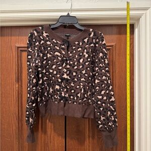 Express Leopard Print Button Down Cardigan